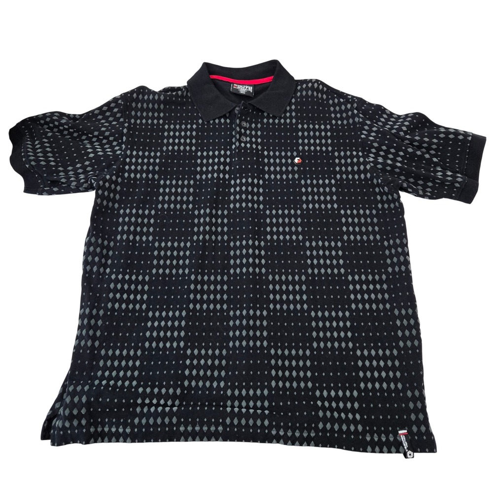 South Pole‎ Mens Black Diamond Pattern Polo Shirt XL Authentic Collection